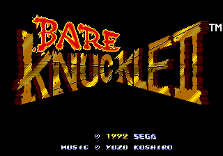 Bare Knuckle 2 title screen for Sega Mega Drive